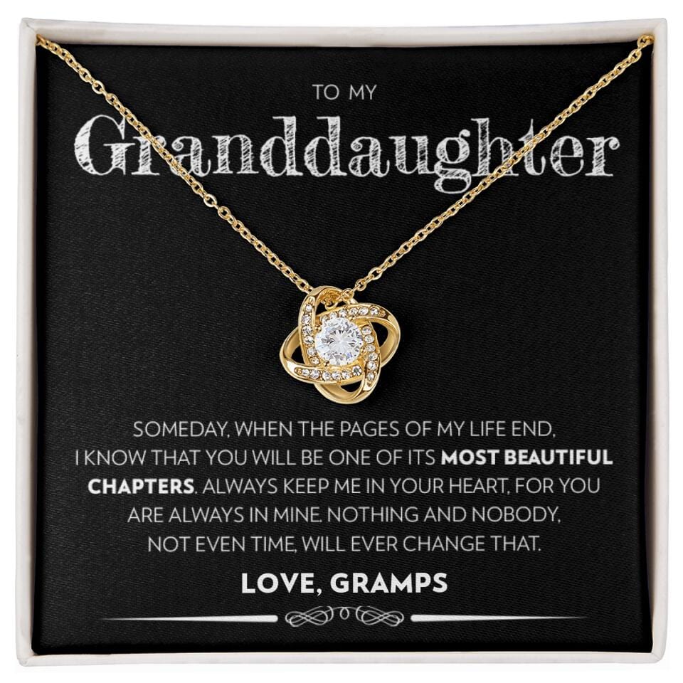 Granddaughter - Pages Of My Life - Love Knot Necklace - Custom Signature