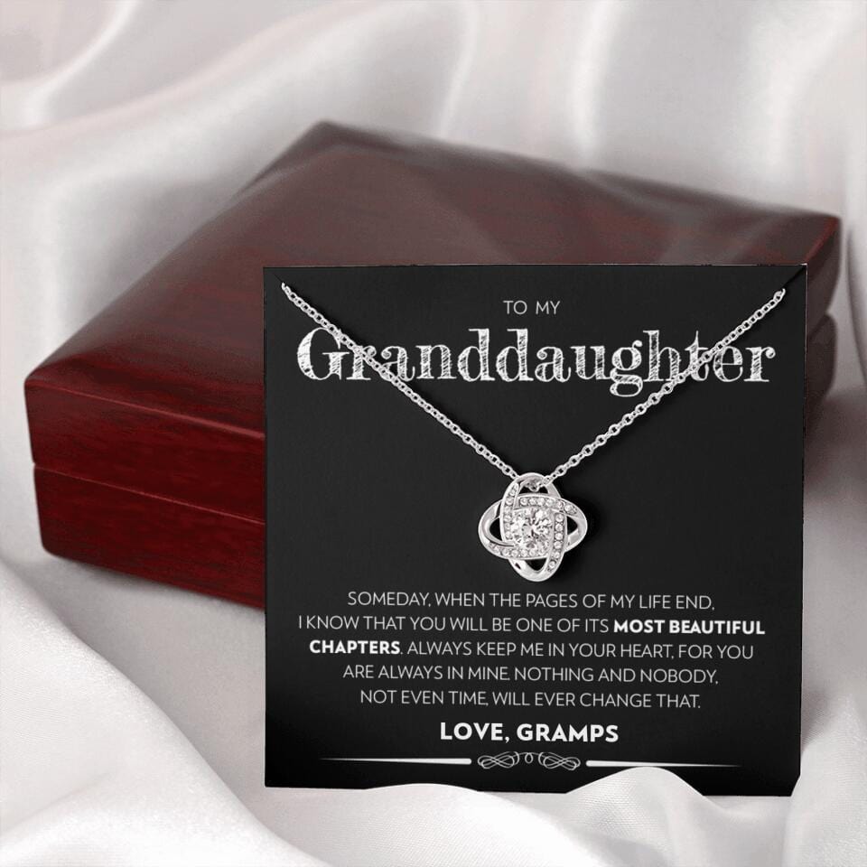 Granddaughter - Pages Of My Life - Love Knot Necklace - Custom Signature