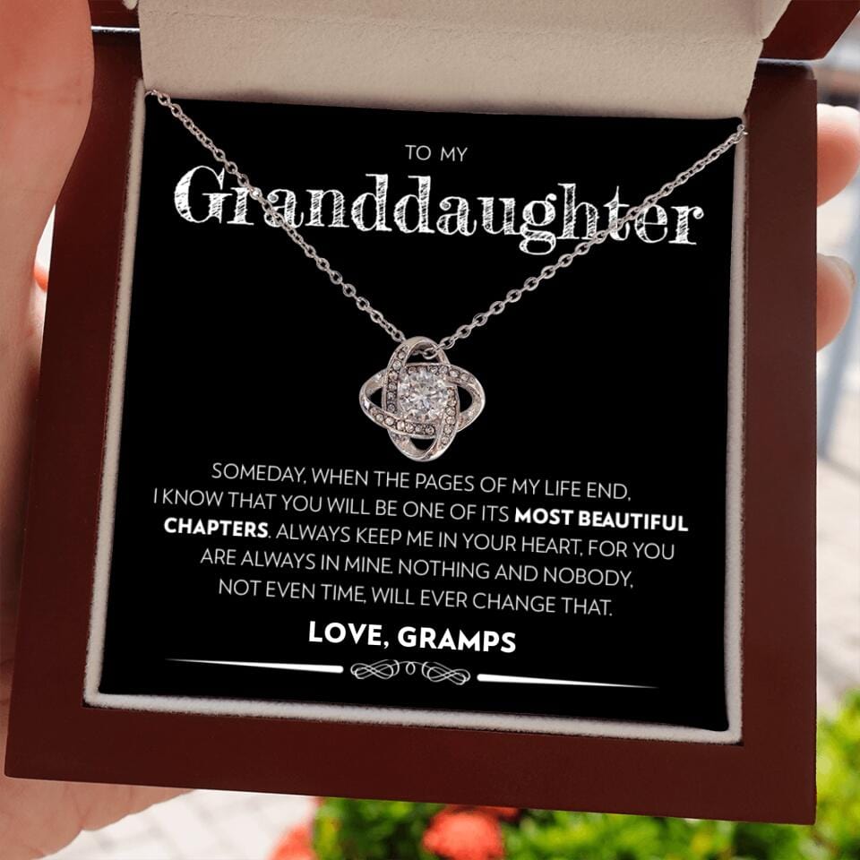Granddaughter - Pages Of My Life - Love Knot Necklace - Custom Signature