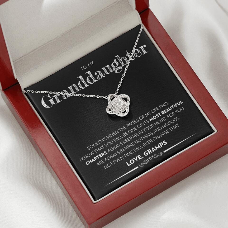 Granddaughter - Pages Of My Life - Love Knot Necklace - Custom Signature