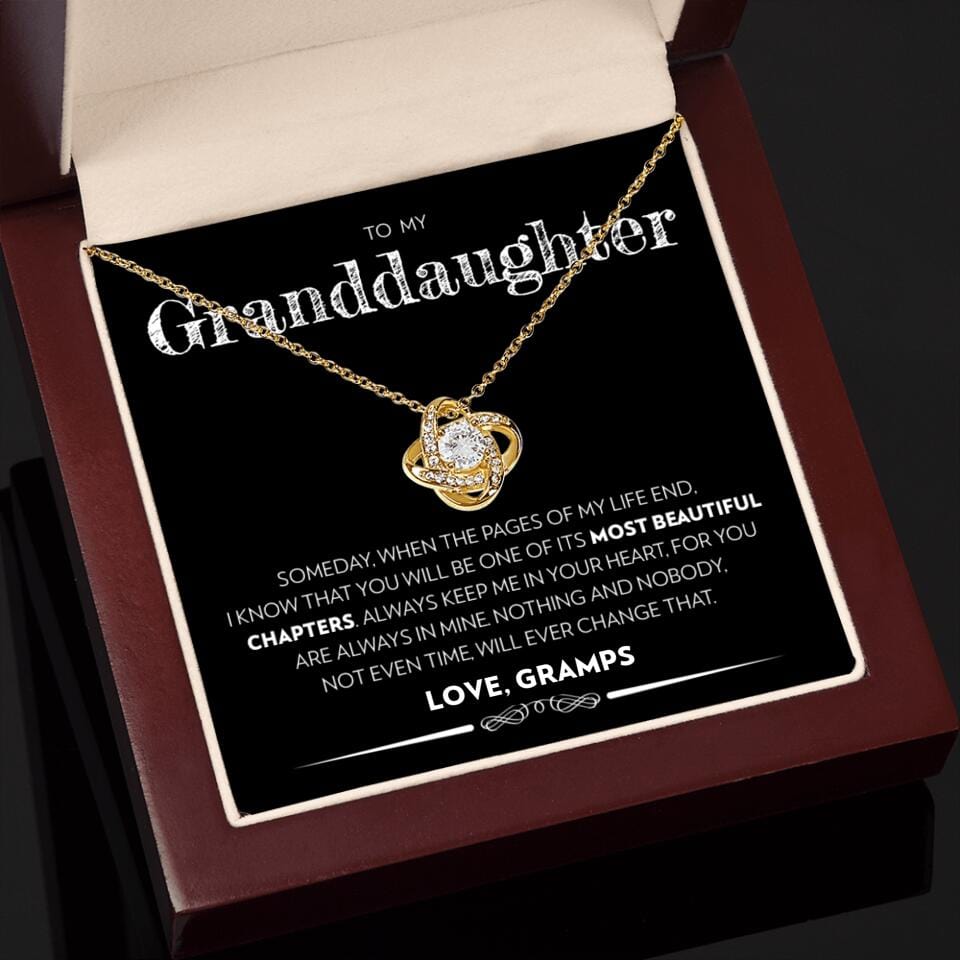 Granddaughter - Pages Of My Life - Love Knot Necklace - Custom Signature