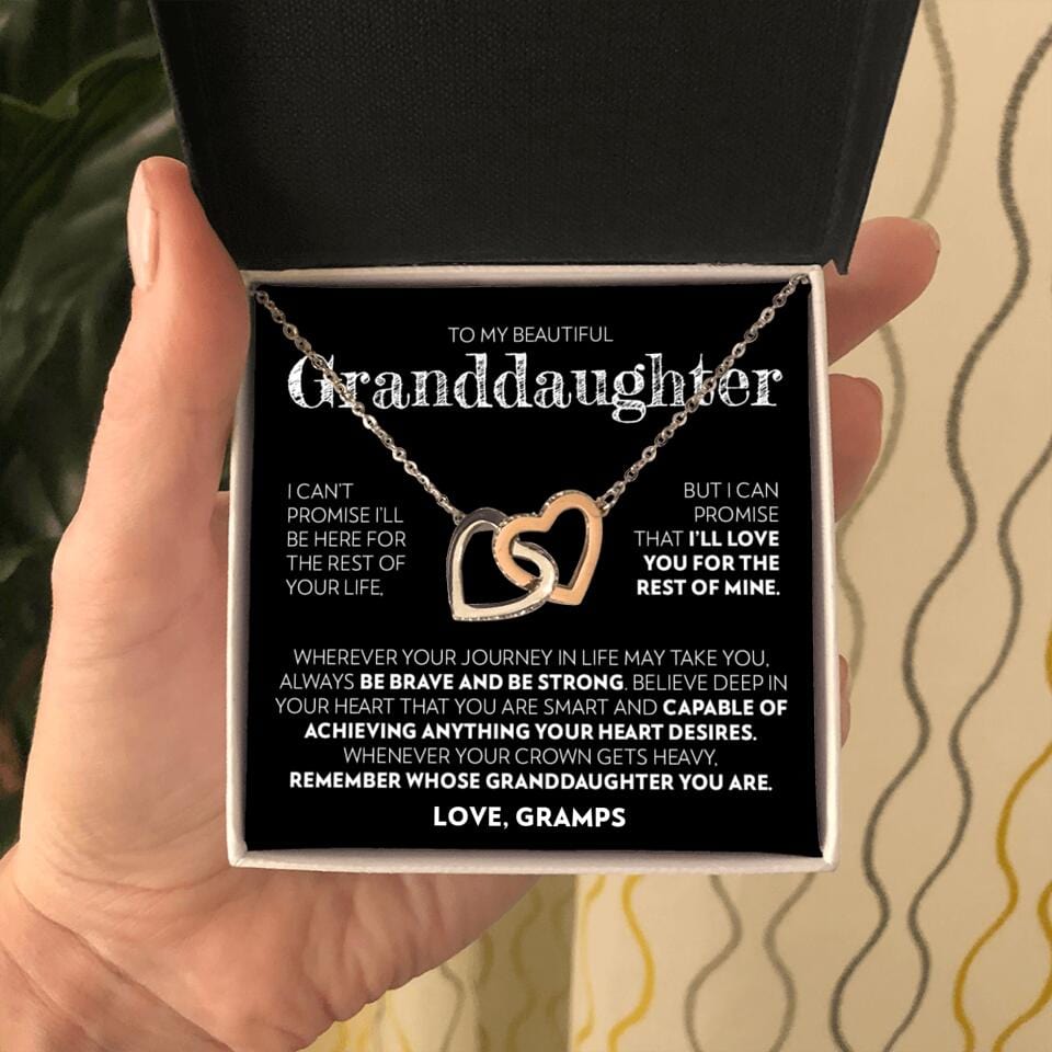 Granddaughter - Promise - Interlocking Hearts Necklace - Custom Signature