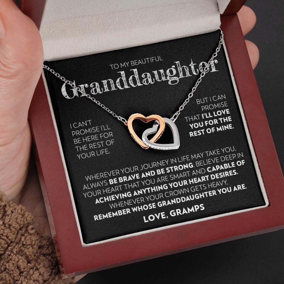 Granddaughter - Promise - Interlocking Hearts Necklace - Custom Signature