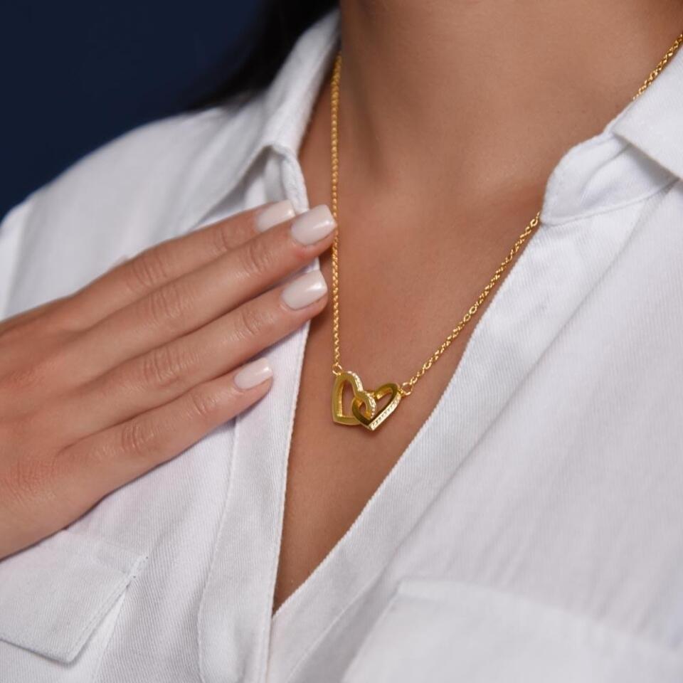 Granddaughter - Promise - Interlocking Hearts Necklace - Custom Signature