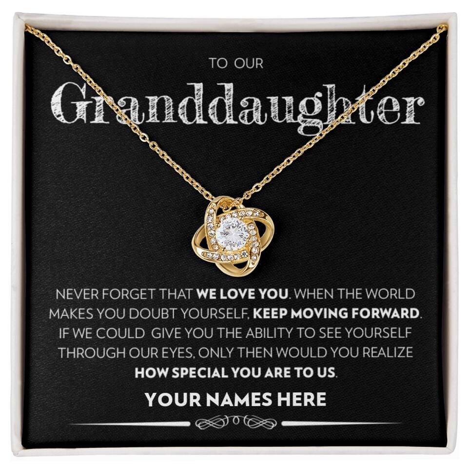 Granddaughter (from Grandparents) - Keep Moving Forward - Love Knot Necklace - Custom Signature