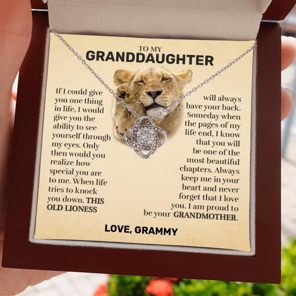 Granddaughter (From Grandma) - This Old Lioness - Love Knot Necklace - Custom Signature