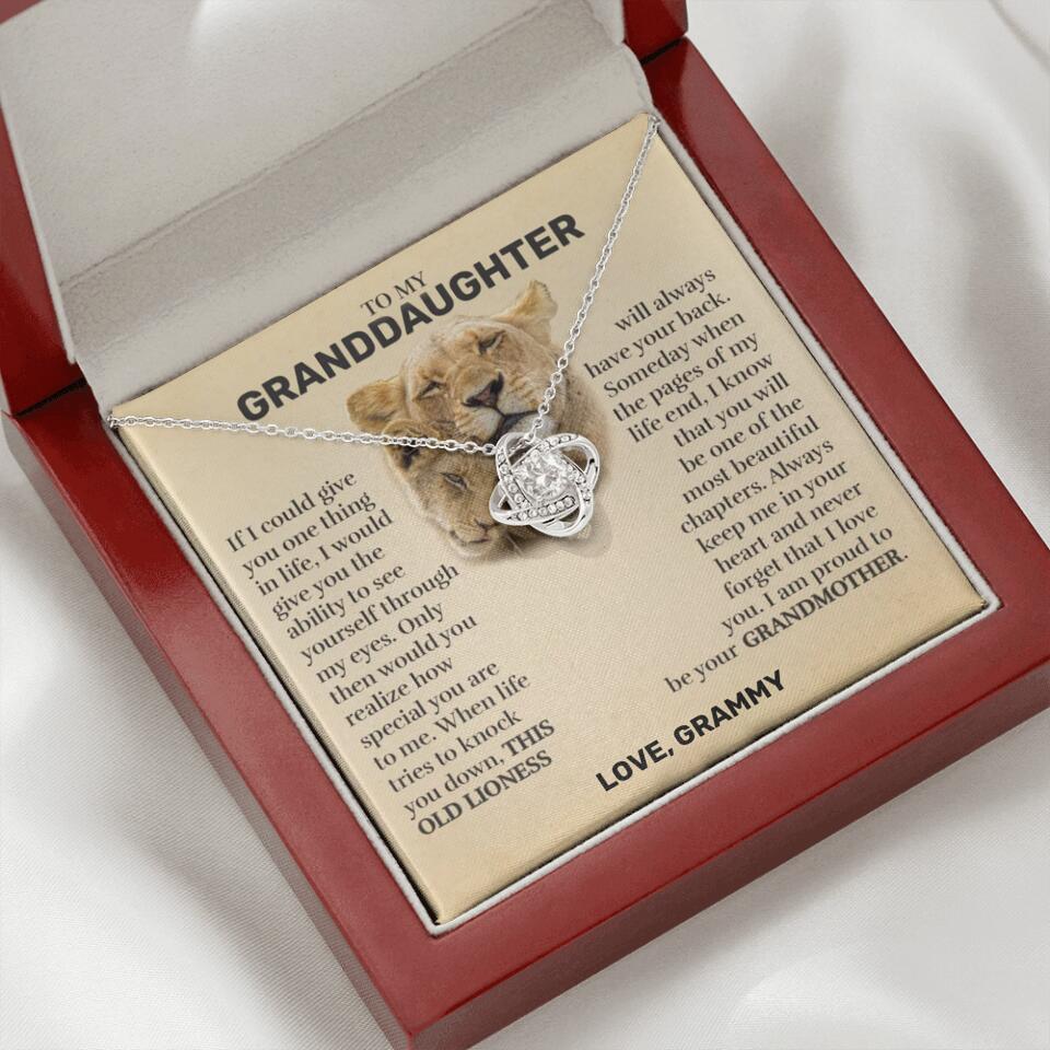 Granddaughter (From Grandma) - This Old Lioness - Love Knot Necklace - Custom Signature