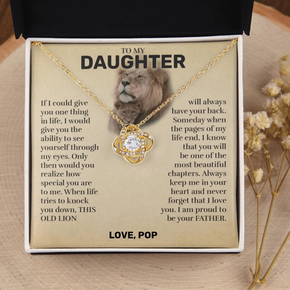 Daughter (From Dad) - This Old Lion - Love Knot Necklace - Custom Signature