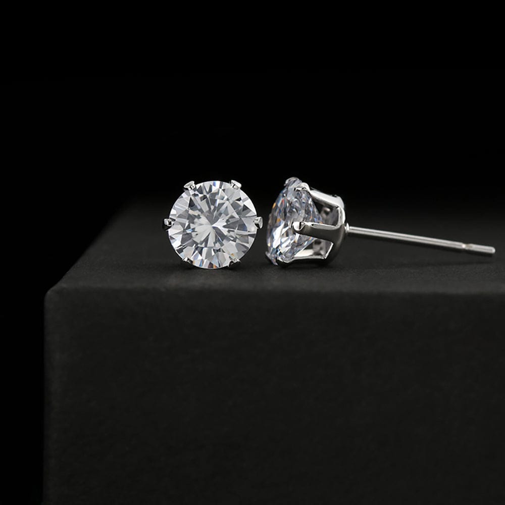 Cubic Zirconia Earrings - 14K White Gold Finish (set of 2)