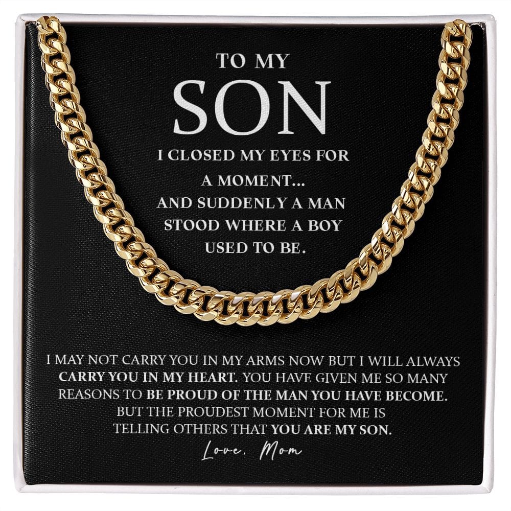 Son (From Mom) - I Closed My Eyes - Cuban Link Chain Necklace