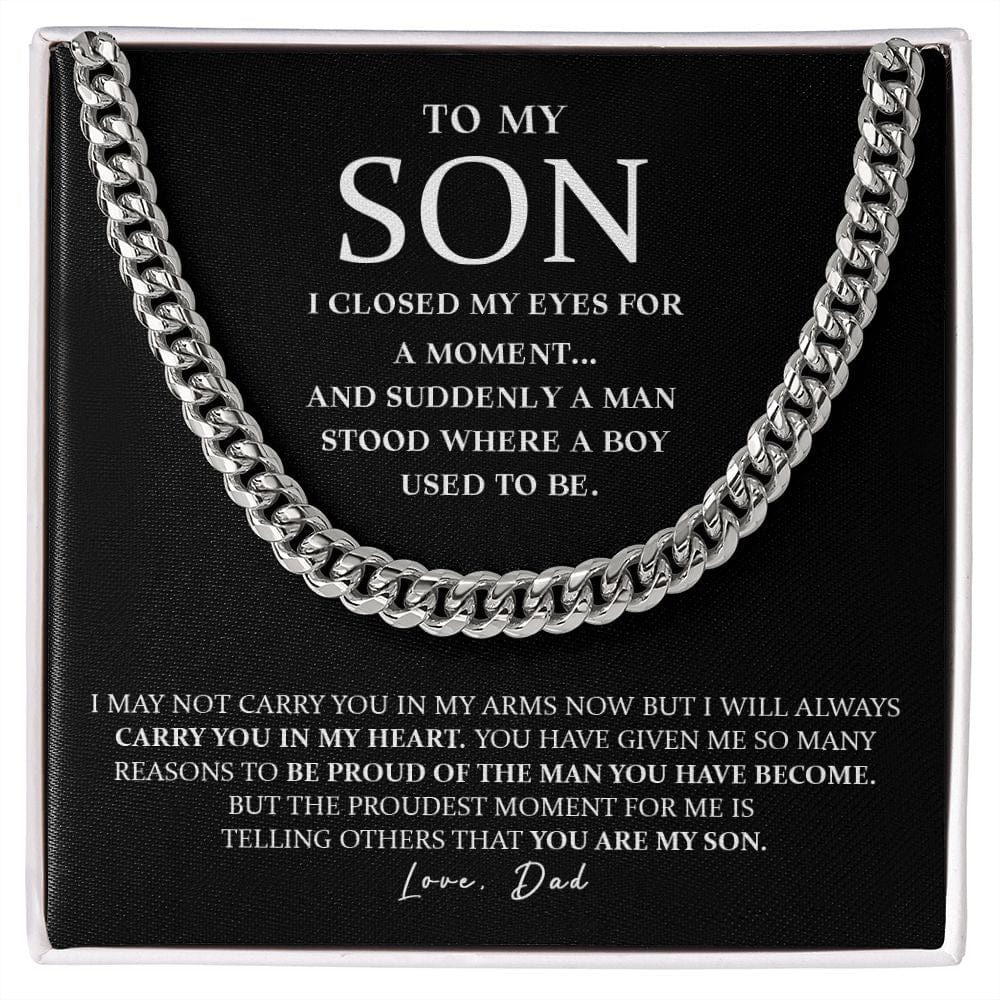 Son (From Dad) - I Closed My Eyes - Cuban Link Chain Necklace