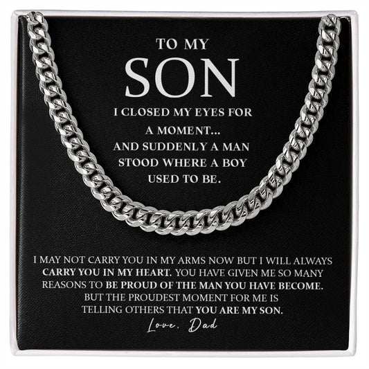 Son (From Dad) - I Closed My Eyes - Cuban Link Chain Necklace
