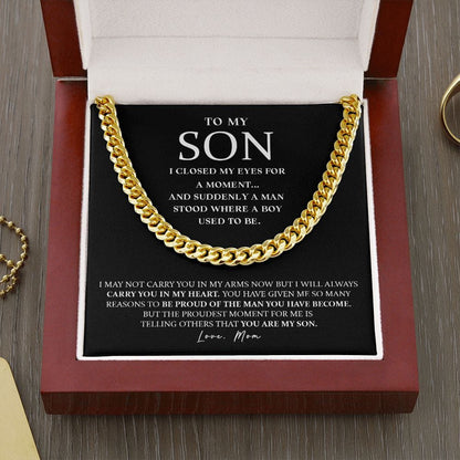 Son (From Mom) - I Closed My Eyes - Cuban Link Chain Necklace