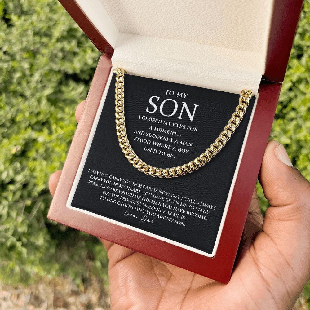 Son (From Dad) - I Closed My Eyes - Cuban Link Chain Necklace