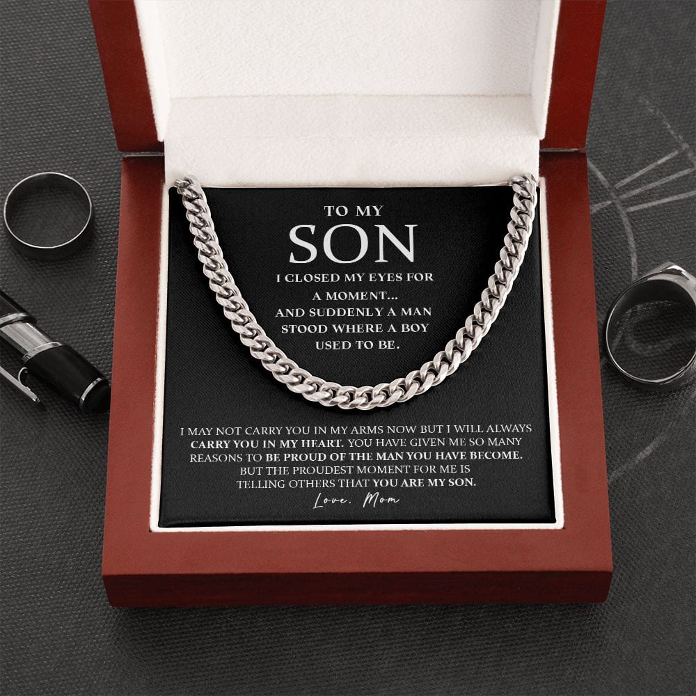 Son (From Mom) - I Closed My Eyes - Cuban Link Chain Necklace