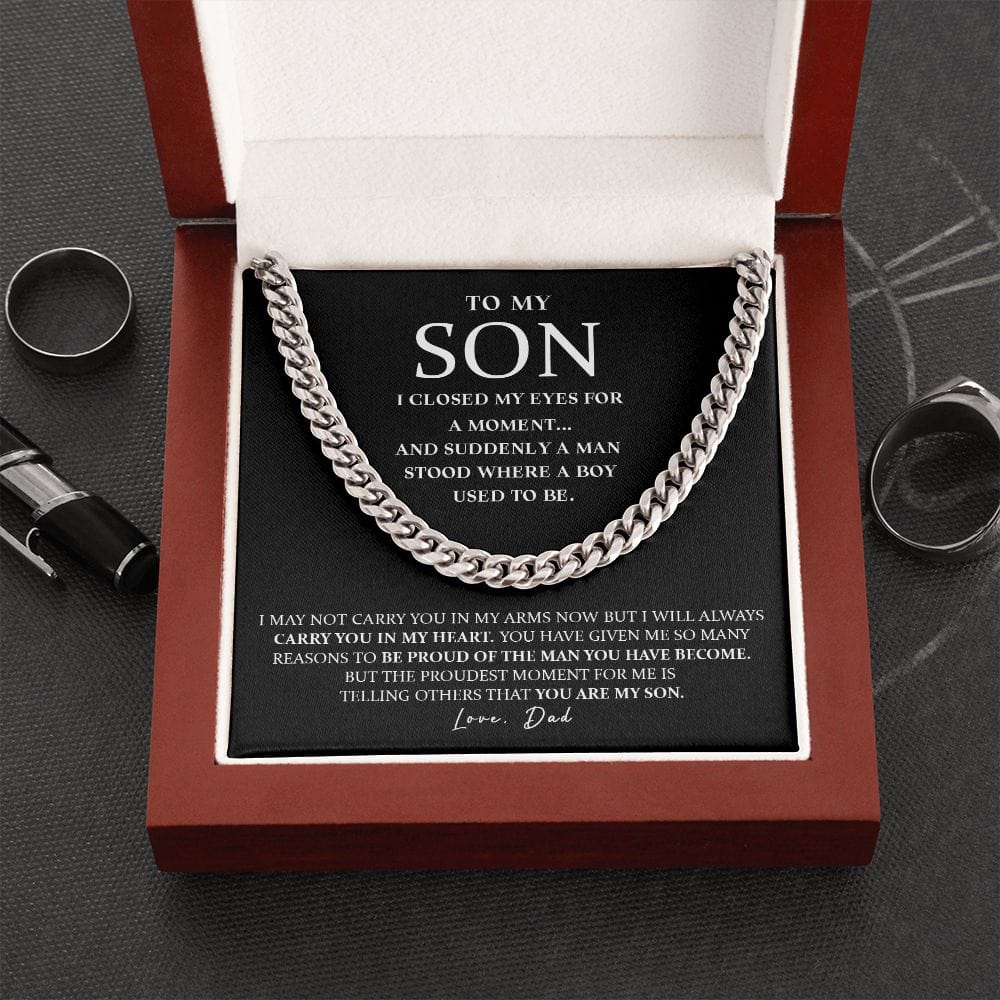 Son (From Dad) - I Closed My Eyes - Cuban Link Chain Necklace