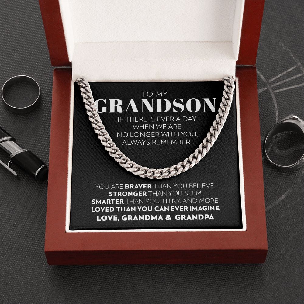 Grandson (From Grandma & Grandpa) - If There is Every a Day - Cuban Link Chain