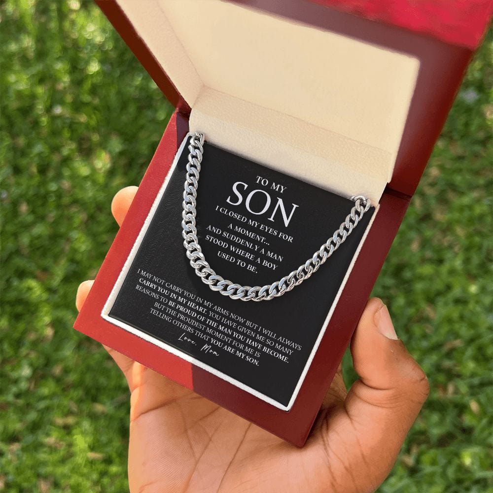 Son (From Mom) - I Closed My Eyes - Cuban Link Chain Necklace