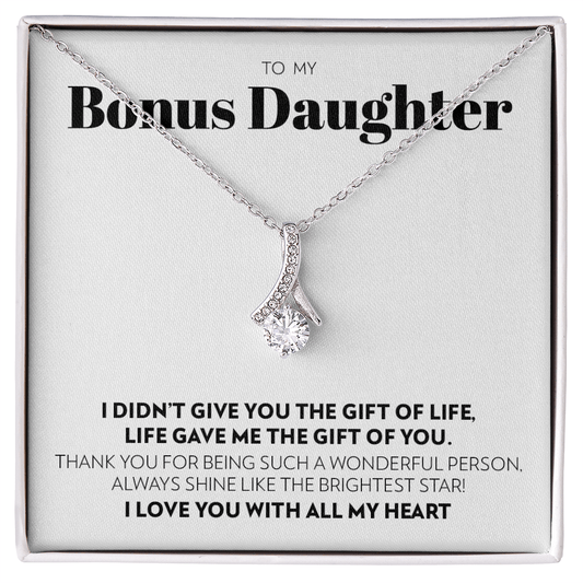 To My Bonus Daughter - Gift of You (White) - Alluring Beauty Necklace