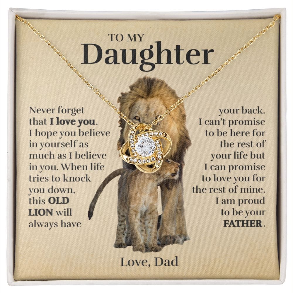To My Daughter (From Dad) - Proud Old Lion - Love Knot Necklace