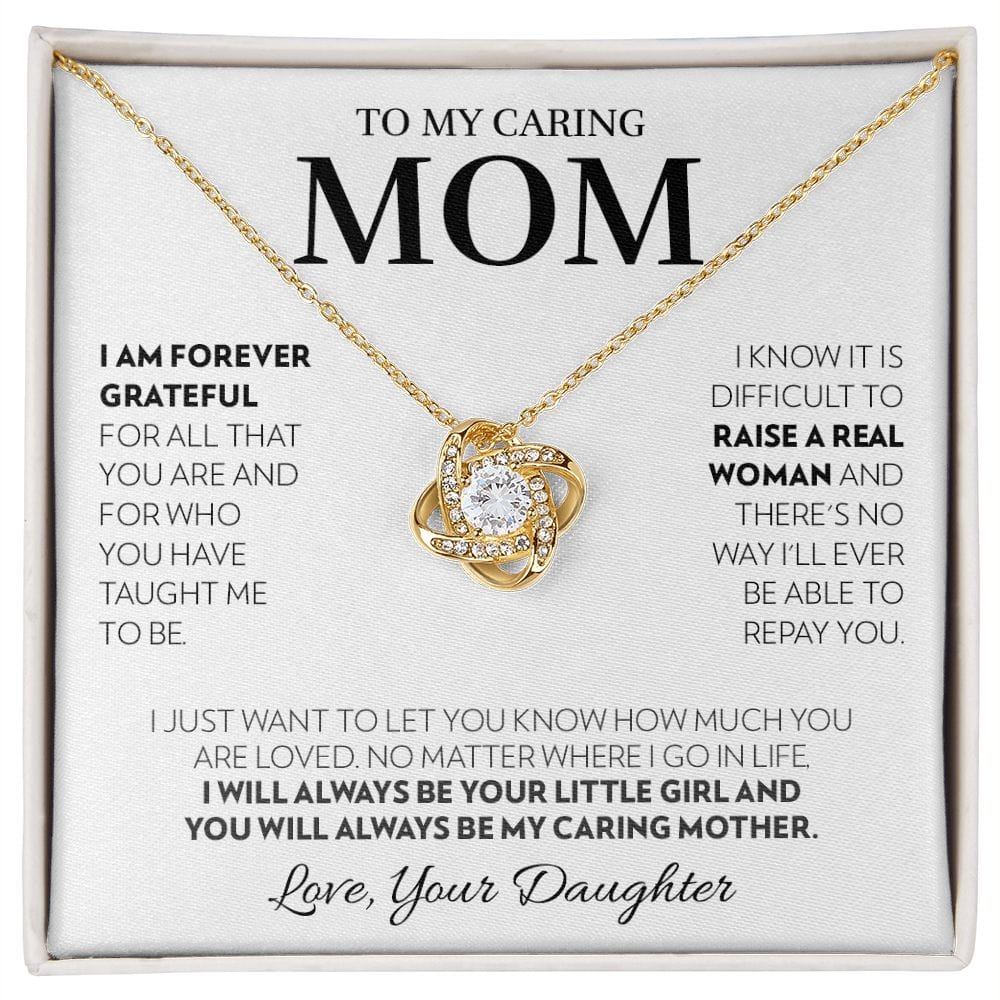 Mom (from Daughter) - Always (White) - Love Knot Necklace