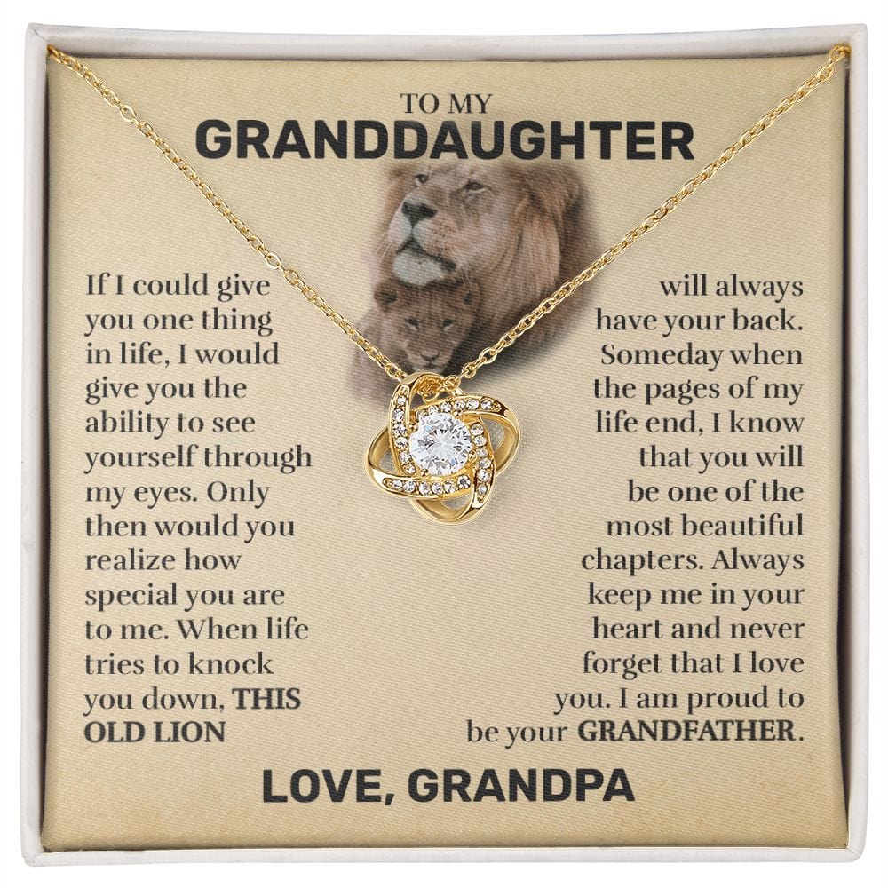 To My Granddaughter (From Grandpa) - This Old Lion - Love Knot Necklace