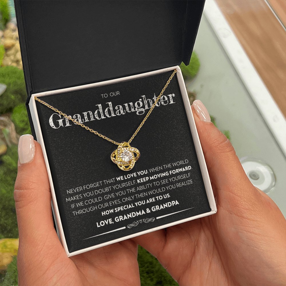 Granddaughter (From Grandma & Grandpa) - Keep Moving Forward - Love Knot Necklace