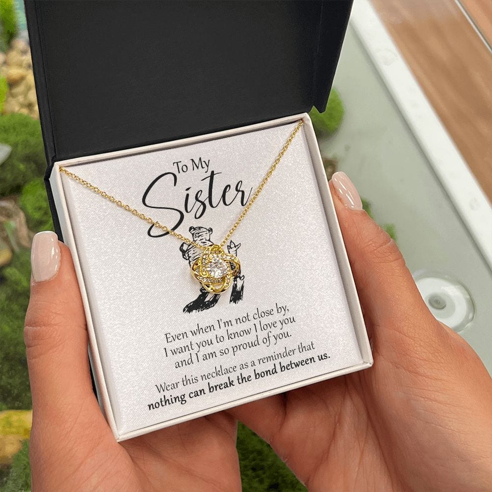 To My Sister - Close Winnie The Pooh - Love Knot Necklace