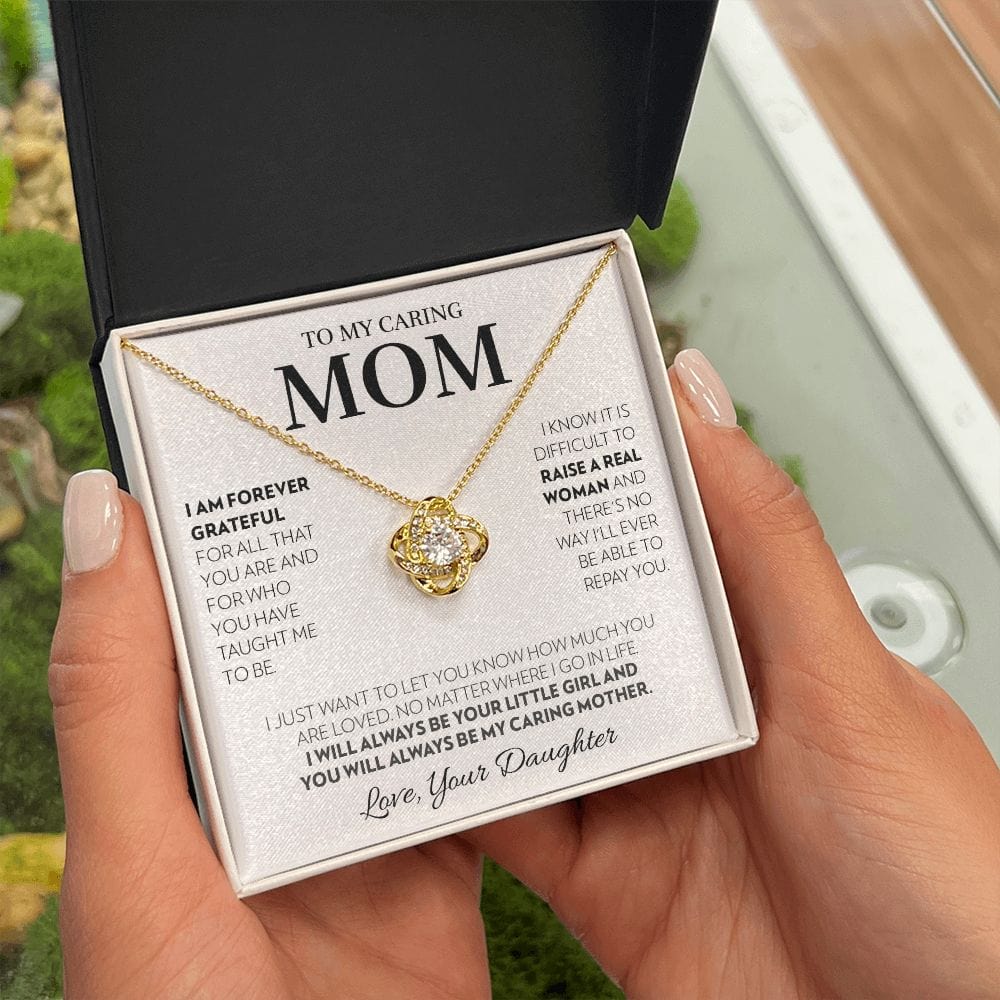 Mom (from Daughter) - Always (White) - Love Knot Necklace