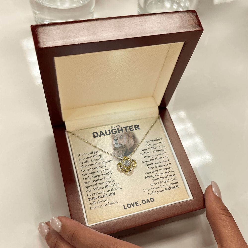 To My Daughter (From Dad) - This Old Lion, Braver - Love Knot Necklace