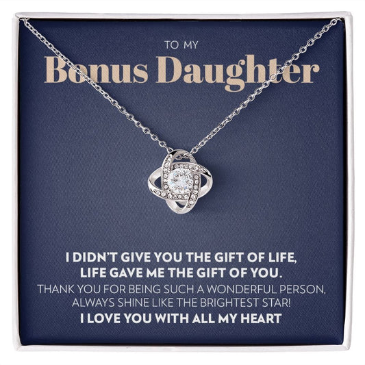 To My Bonus Daughter - Gift of You - Love Knot Necklace