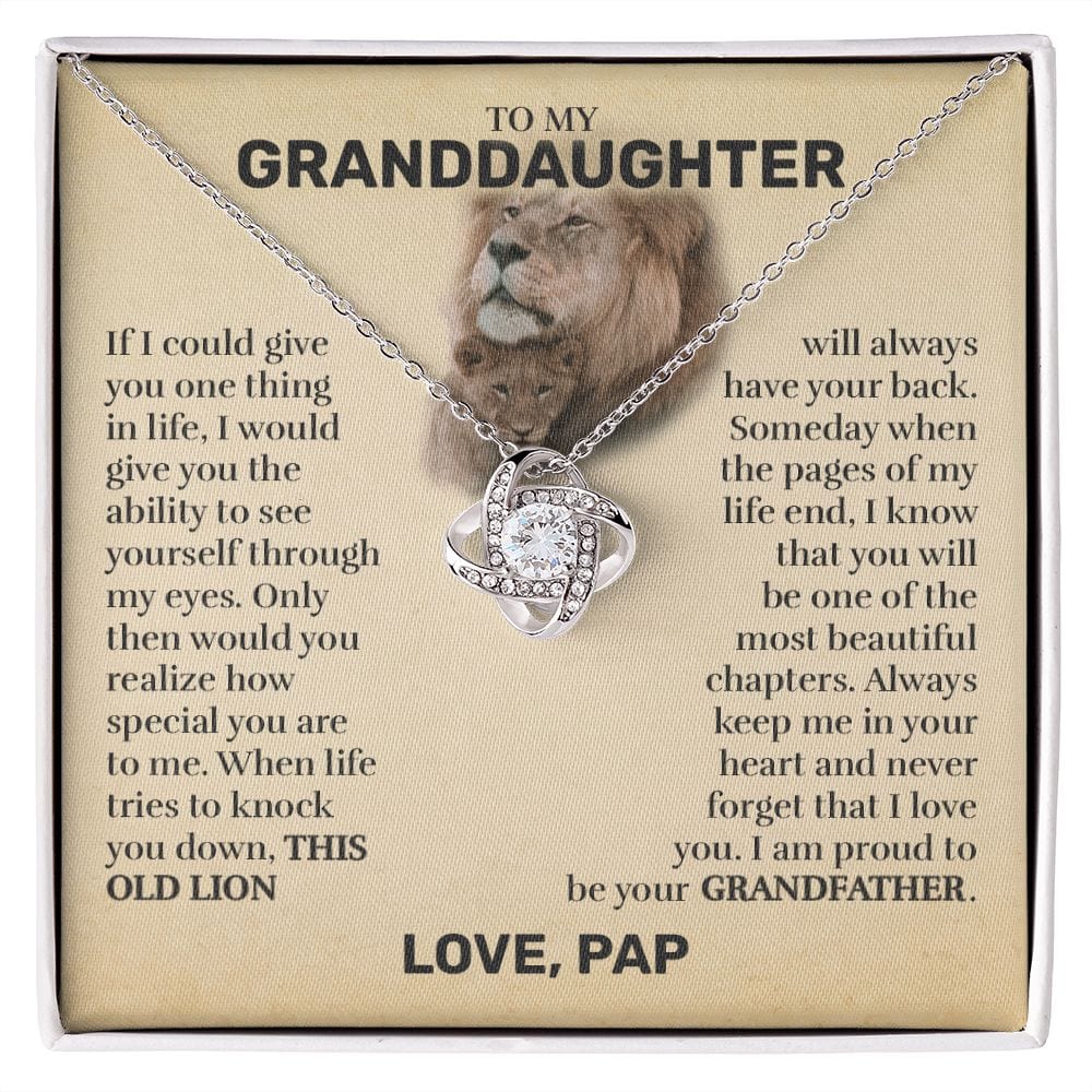 To My Granddaughter (From Pap) - This Old Lion - Love Knot Necklace