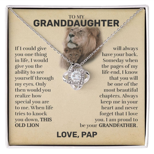 To My Granddaughter (From Pap) - This Old Lion - Love Knot Necklace