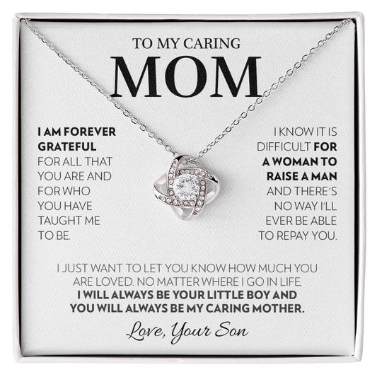 Mom (from Son) - Always (White) - Love Knot Necklace