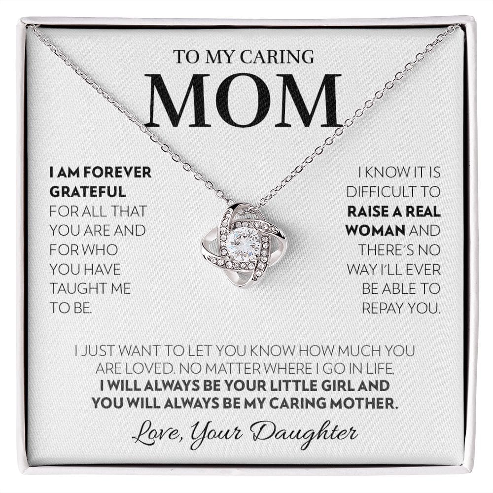 Mom (from Daughter) - Always (White) - Love Knot Necklace