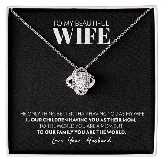 To My Wife - Only Thing Better (Black) - Love Knot Necklace