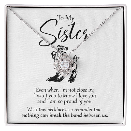 To My Sister - Close Winnie The Pooh - Love Knot Necklace