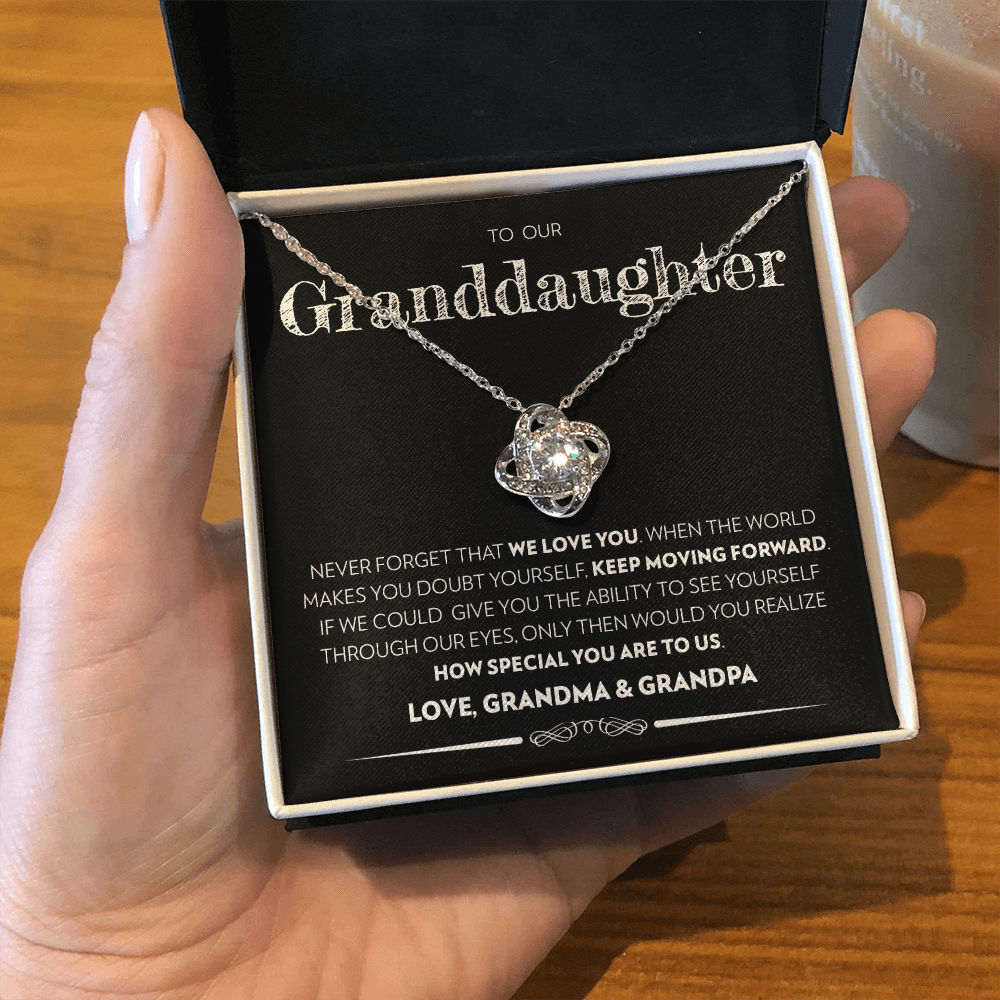 Granddaughter (From Grandma & Grandpa) - Keep Moving Forward - Love Knot Necklace