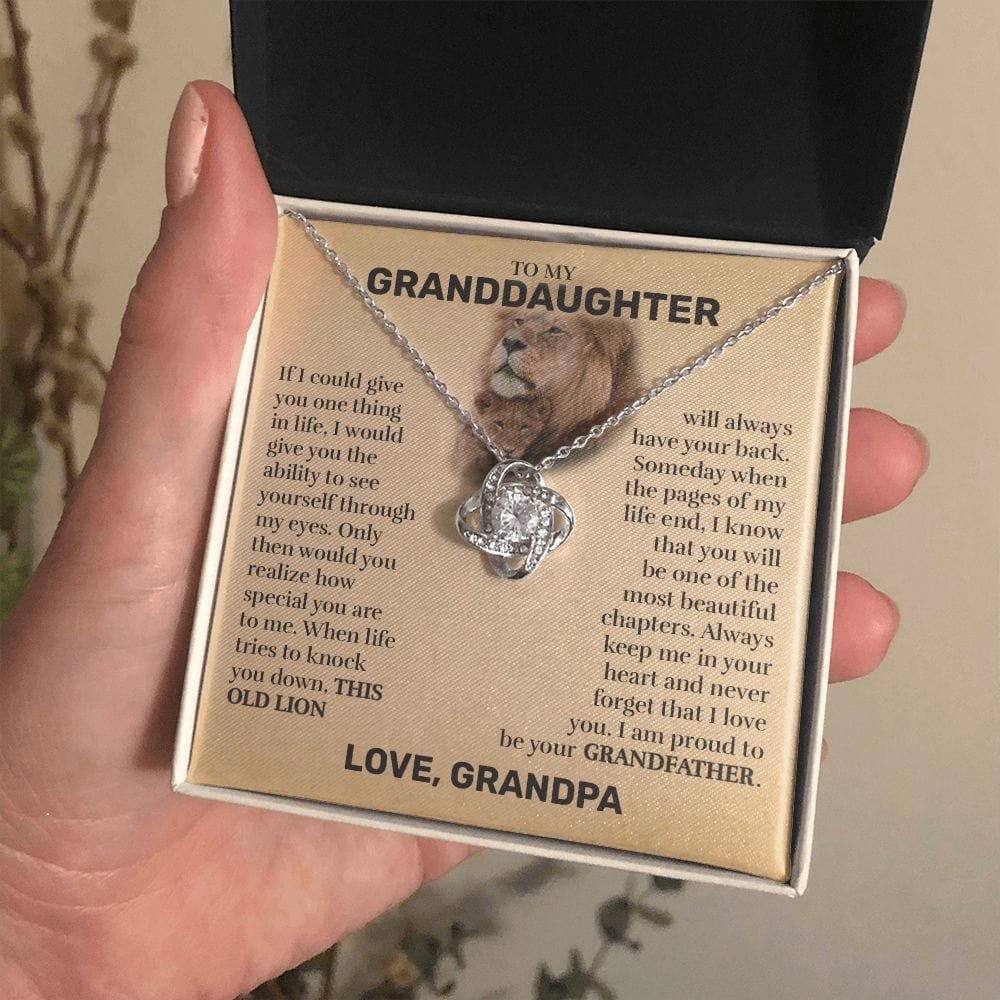 To My Granddaughter (From Grandpa) - This Old Lion - Love Knot Necklace