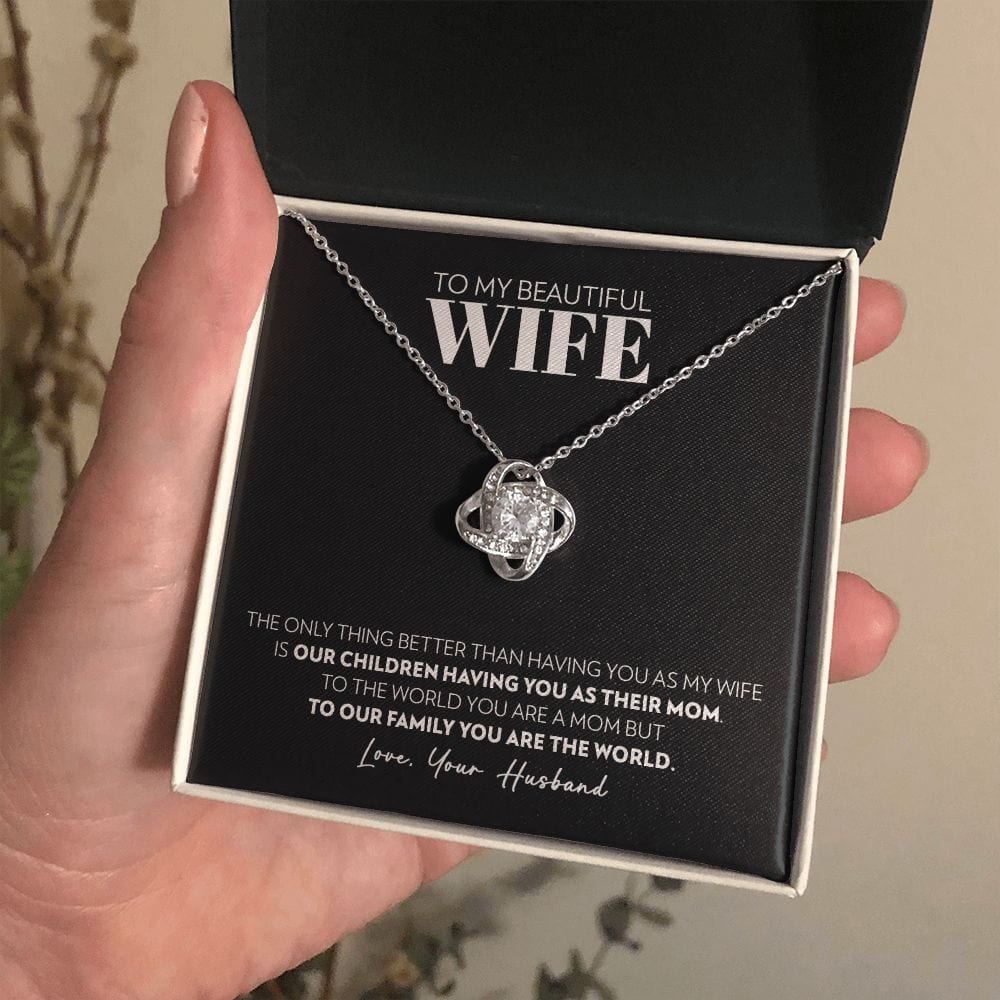 To My Wife - Only Thing Better (Black) - Love Knot Necklace