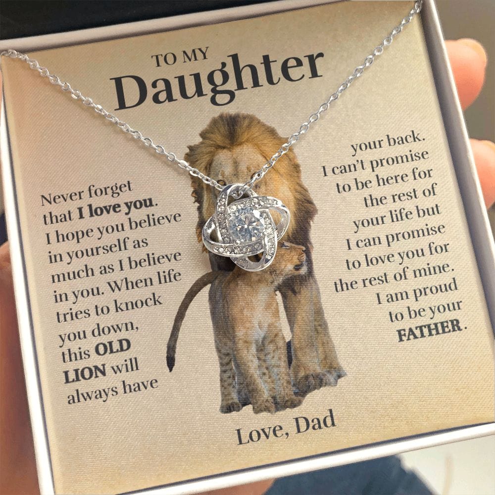 To My Daughter (From Dad) - Proud Old Lion - Love Knot Necklace