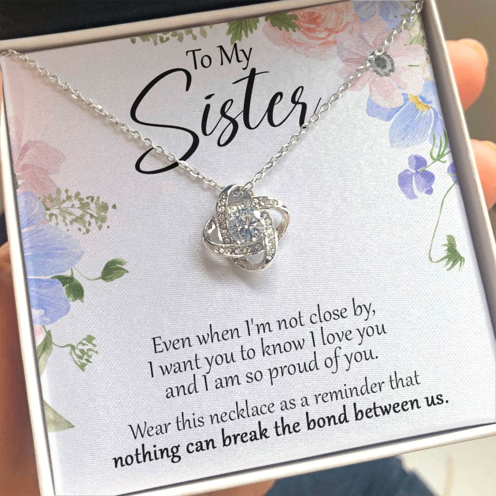 To My Sister - Close - Love Knot Necklace