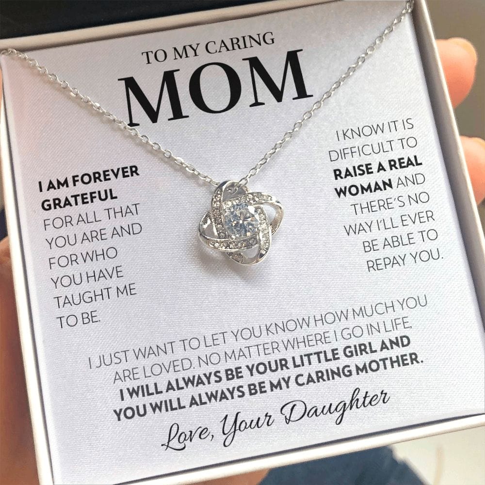 Mom (from Daughter) - Always (White) - Love Knot Necklace