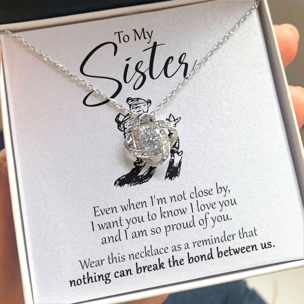 To My Sister - Close Winnie The Pooh - Love Knot Necklace