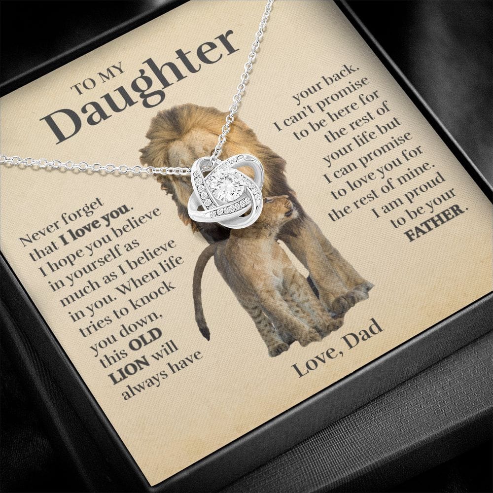 To My Daughter (From Dad) - Proud Old Lion - Love Knot Necklace