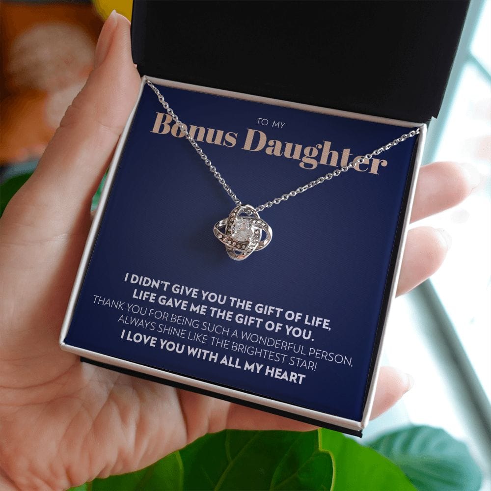 To My Bonus Daughter - Gift of You - Love Knot Necklace
