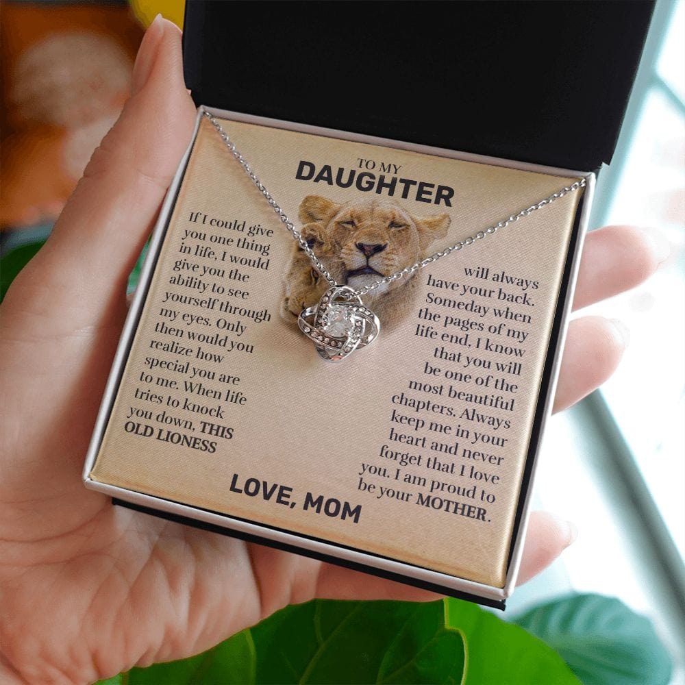 To My Daughter (From Mom) - This Old Lioness - Love Knot Necklace