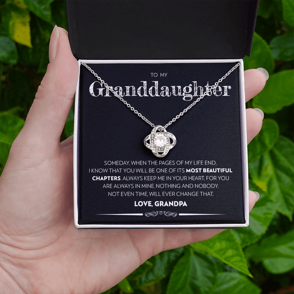 Granddaughter (From Grandpa) - Pages Of My Life - Love Knot Necklace