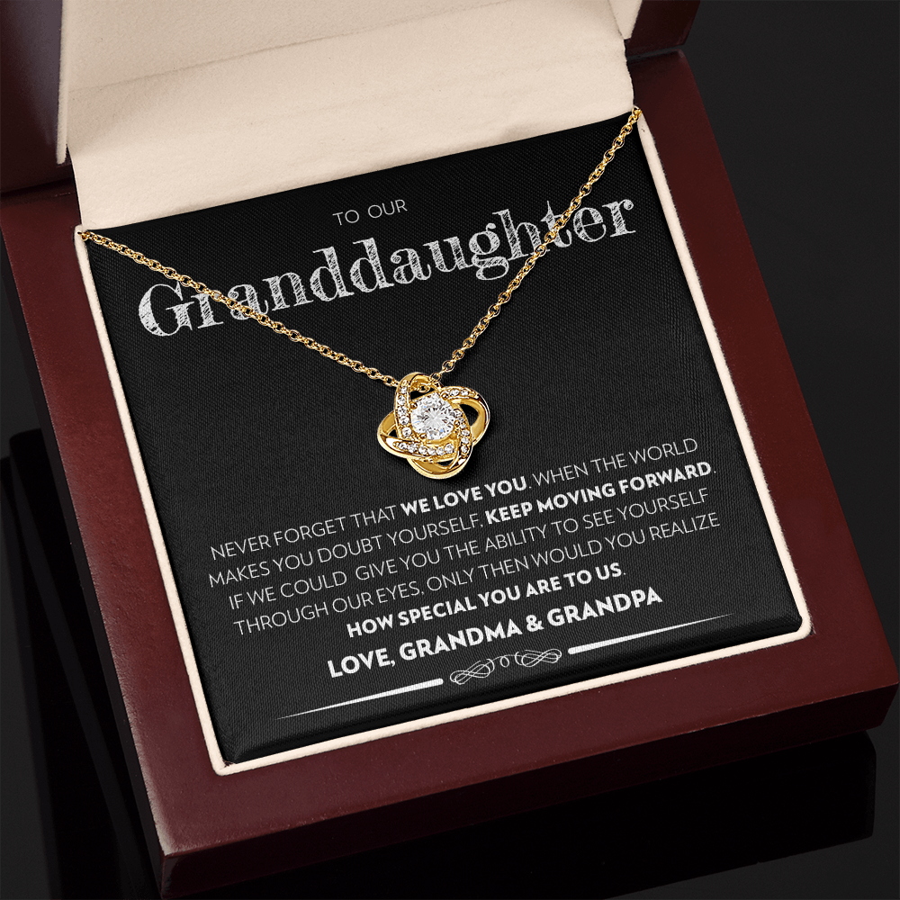 Granddaughter (From Grandma & Grandpa) - Keep Moving Forward - Love Knot Necklace
