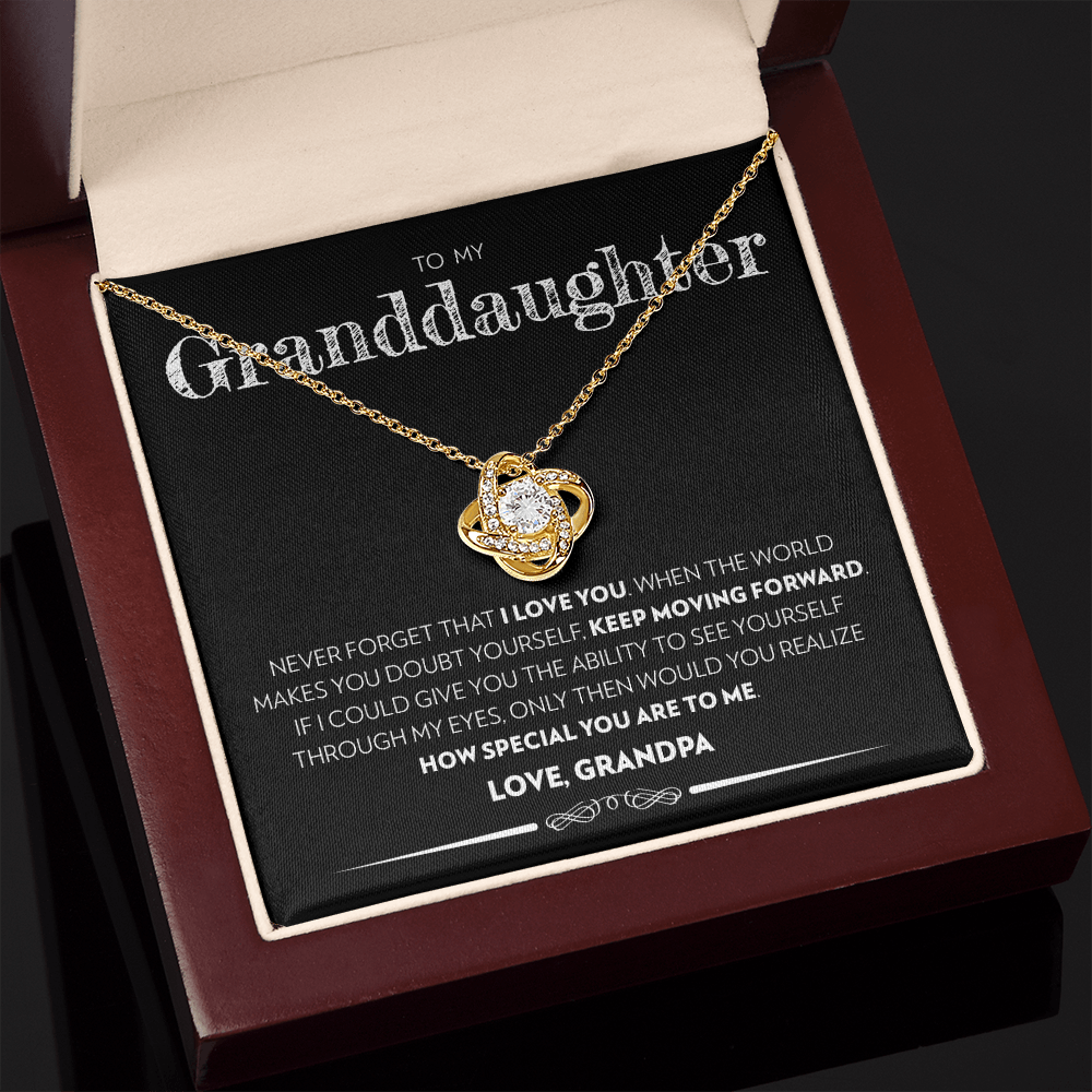 Granddaughter (From Grandpa) - Keep Moving Forward - Love Knot Necklace